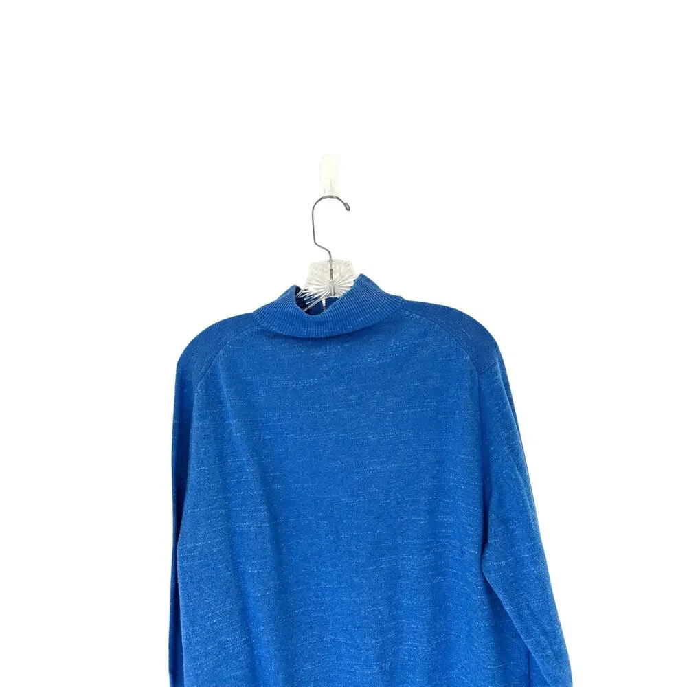 J.Crew Men's Blue Cotton Office Work‎ Raglan Half Zip Pullover Sweater Large